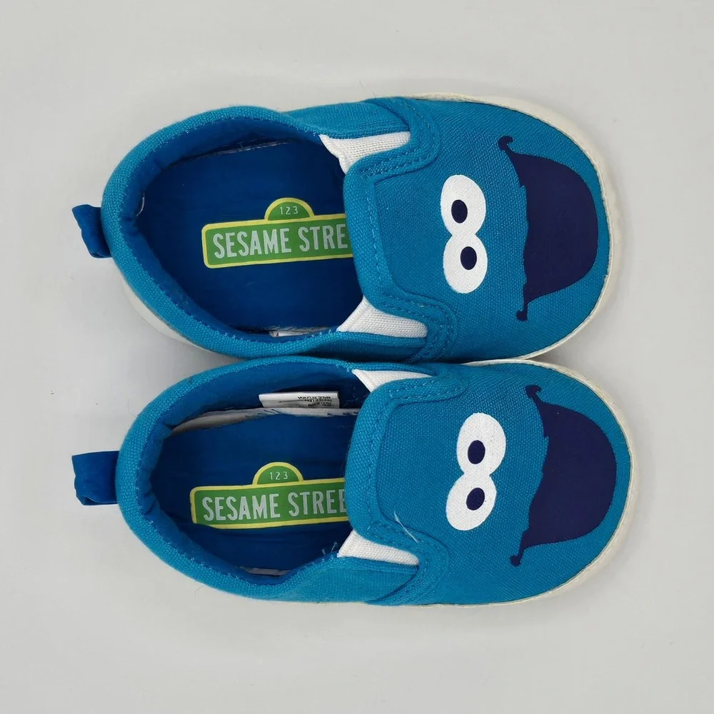 Sesame Street Cookie Monster Baby Crib Shoes Slip On Blue Size 6 12M‎